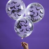Transparentný balón s konfetami Netopiere 5ks