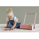 Drevený vozík s kockami Little Dutch: Ružový
