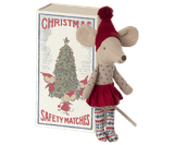 Maileg Vianočná Myška Veľká sestra v zápalkovej škatuľke