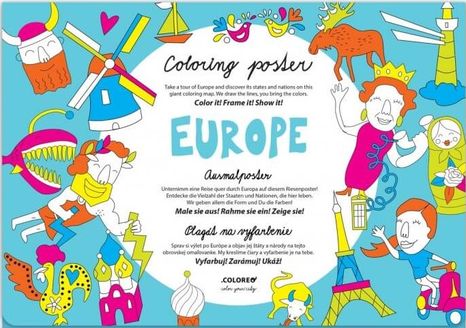Omaľovánka pre deti - Mapa Európa