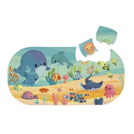 Janod Hračka do vody mäkké puzzle: Morské zvieratká 28 ks