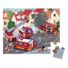 Janod Puzzle v kufríku 24ks: Požiarnici