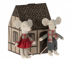 Maileg Myška malý brat a malá sestra Dvojičky v domčeku