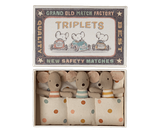 Maileg Myšky bábätká: Trojičky v zápalkovej škatulke