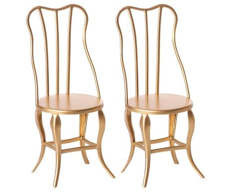 Maileg Kovová Vintage stolička zlatá 2ks