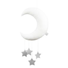 Závesná dekorácia: Biely Mesiačik so striebornými hviezdičkami