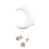 Závesná dekorácia: Biely Mesiačik so zlatými hviezdičkami