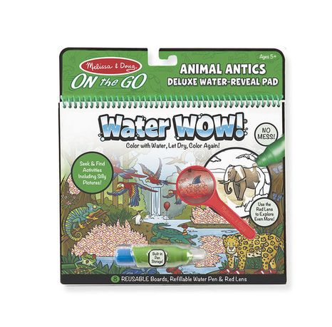 Znovupoužiteľné hľadacie vodové omaľovanky Water Wow Deluxe: Animal Antics